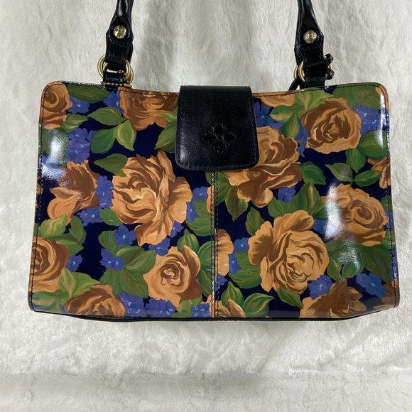 Patricia Nash Leather Rienzo Blue Sky Rose Bag Handbag Purse EUC - Picture 2 of 12